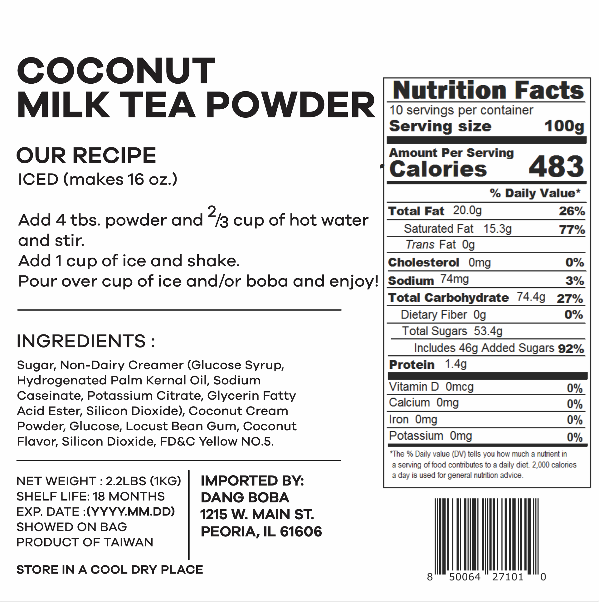 Coconut Milk Tea Powder